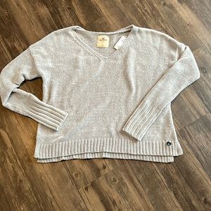 New with tags, Hollister V-neck velour sweater, size S